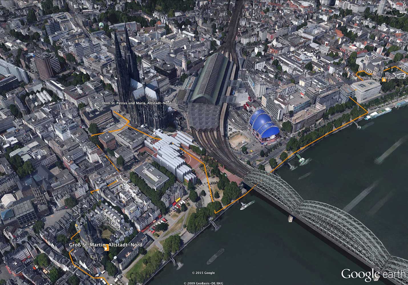 Erzbistum Köln / pfarr-rad > Importierte und aufgearbeitete Fahrradtouren mit allen Optionen optimiert für Google Earth 3D